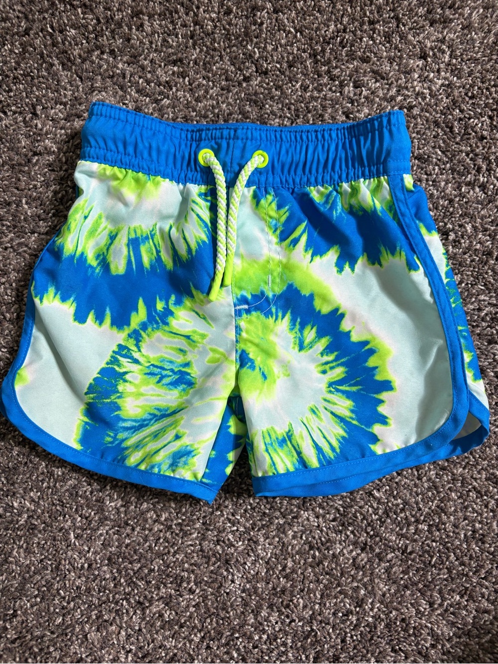 Cat & Jack Bright Blue and Lime Tie-Dye Swim Shorts
